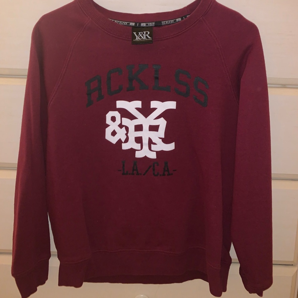 Young and reckless maroon crewneck